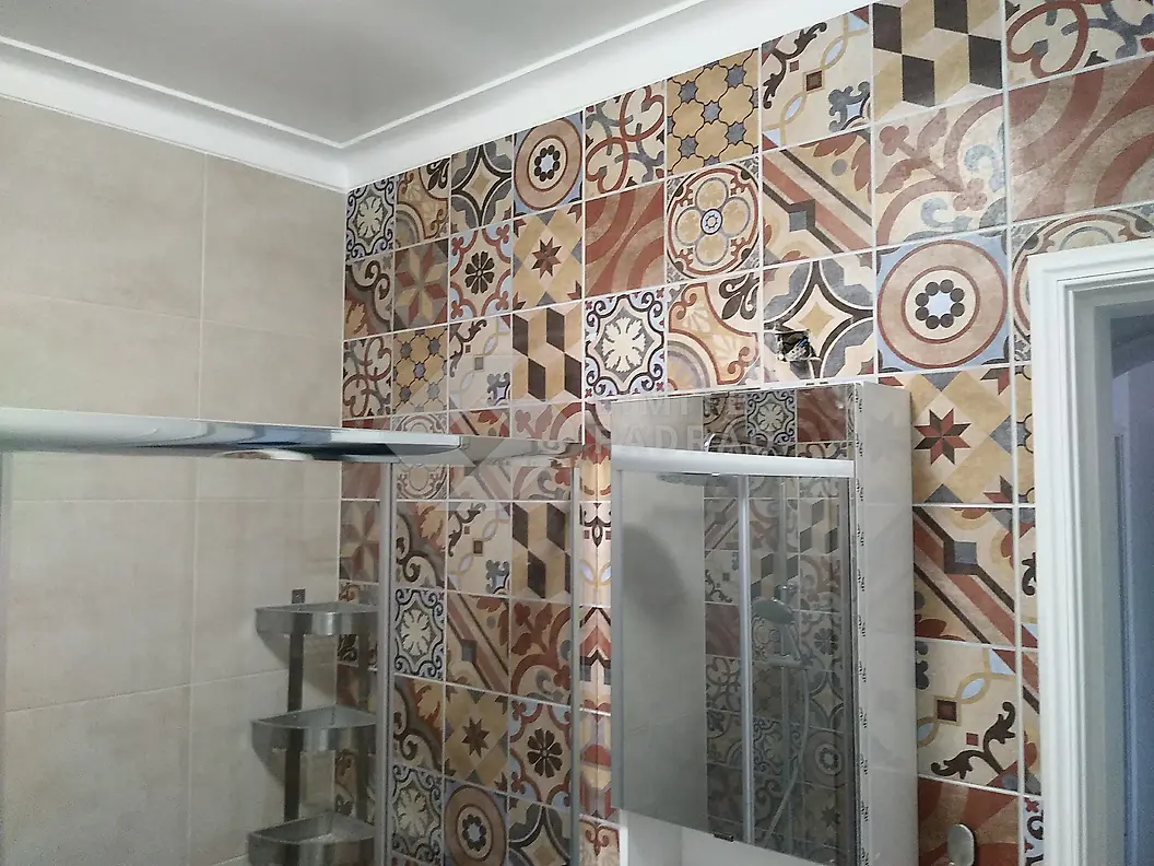 Casa de banho: azulejo hidráulico e duche